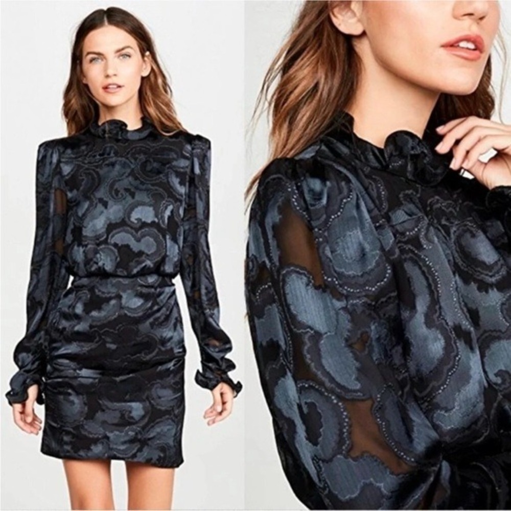 NWT SALONI Rina B Daybreak Jacquard Silk Blend Mini Dress Womens Size 6
